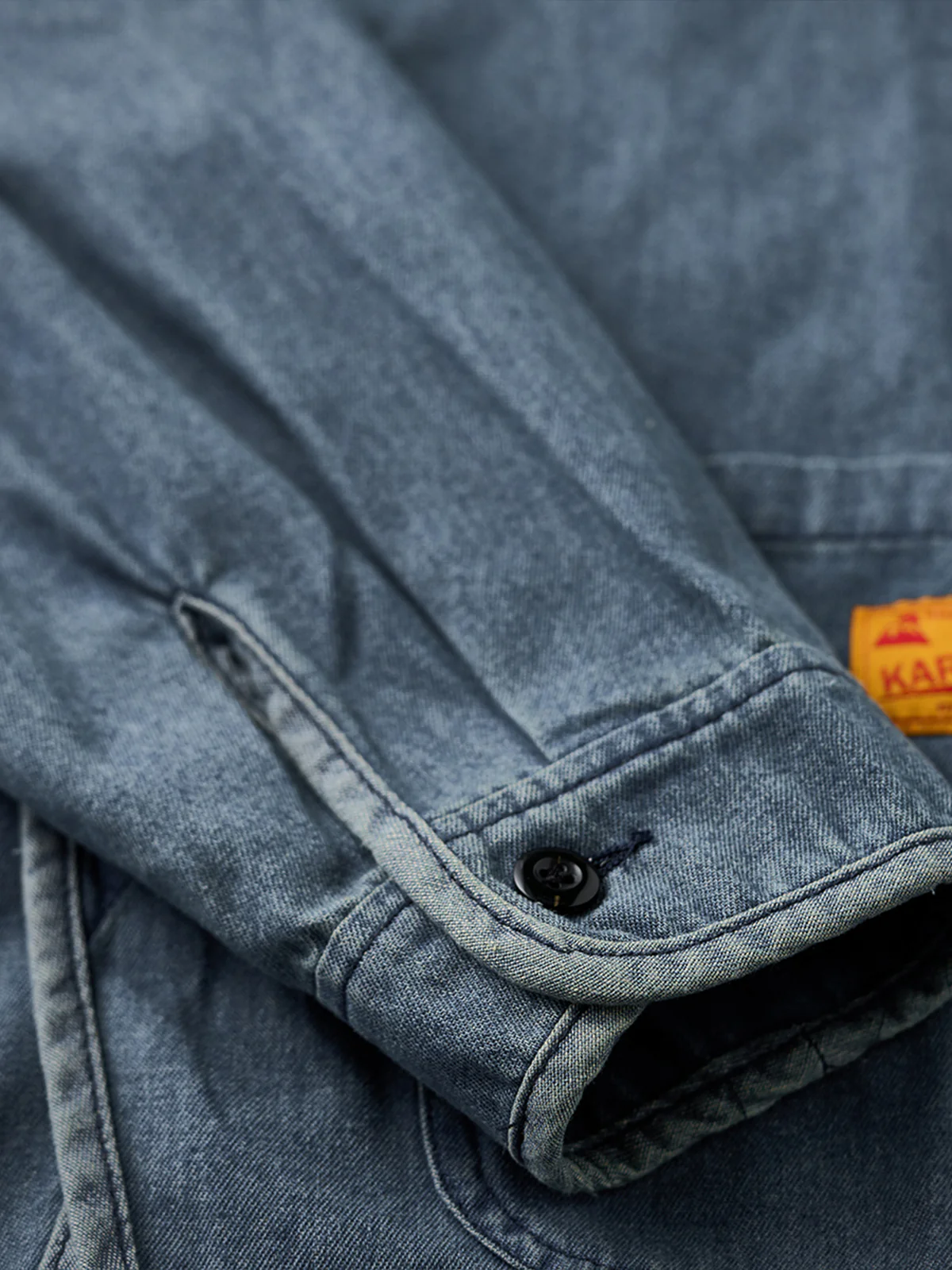 Contrast Button Collarless Denim Jacket - Image 13