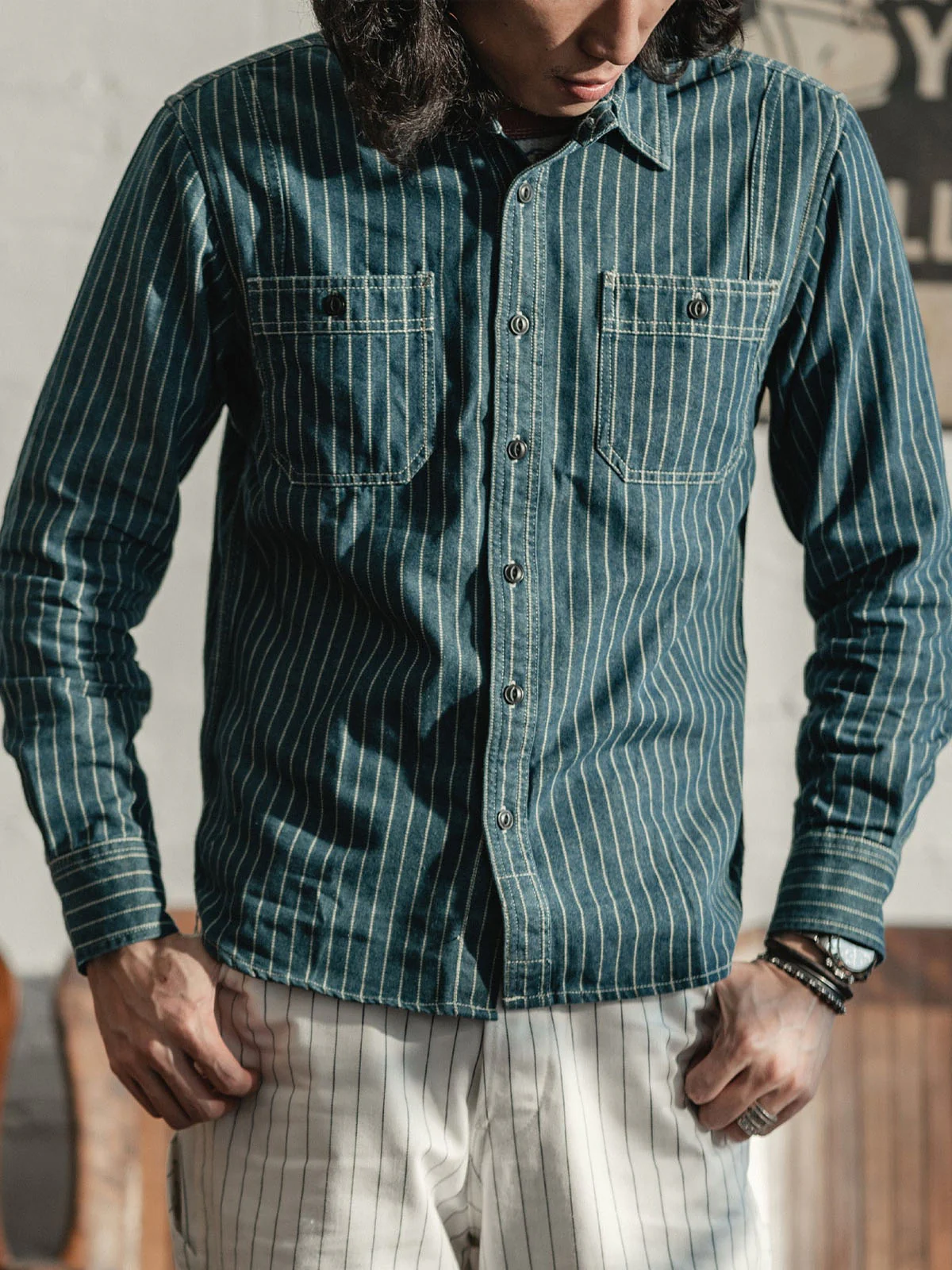 Wabash American Style Washed Stripe Work Shirt - Image 3