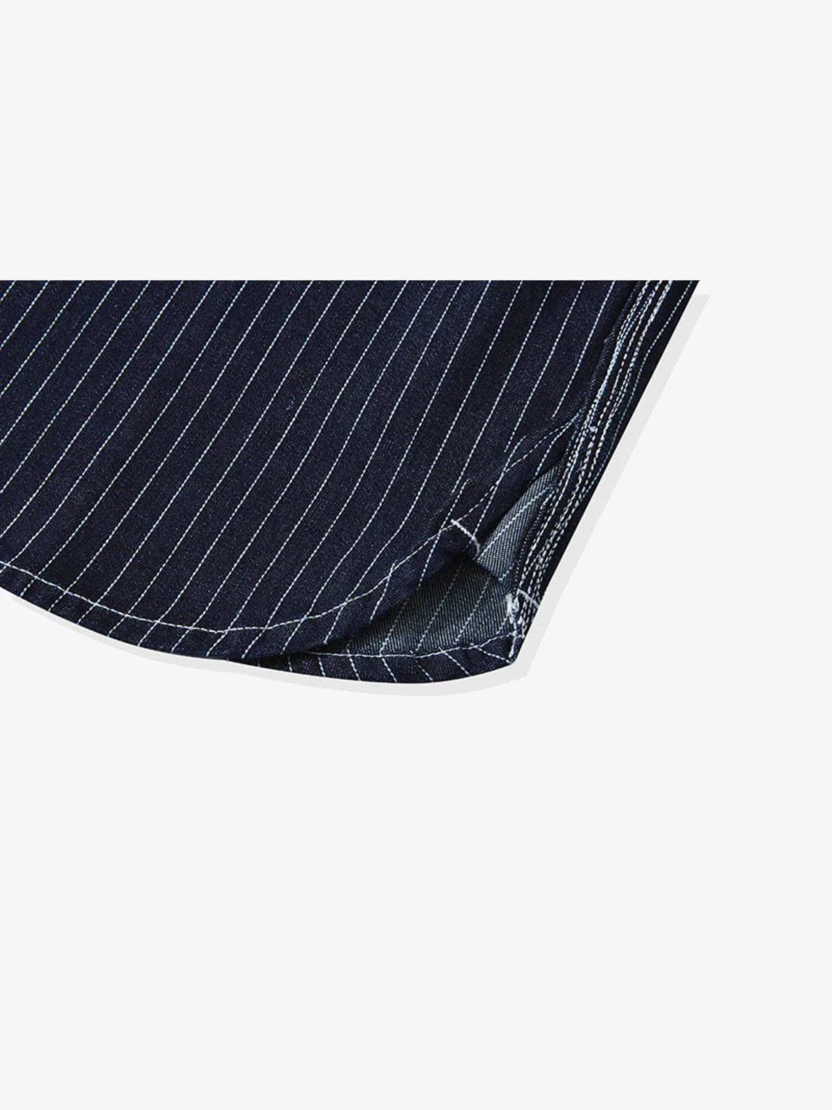 American Casual Style Indigo Stripe Denim Shirt - Image 14