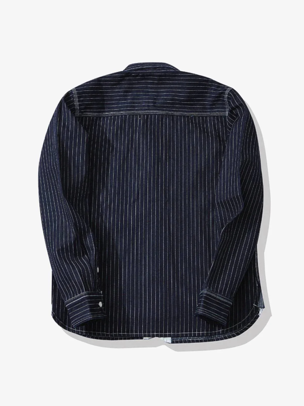 American Casual Style Indigo Stripe Denim Shirt - Image 3