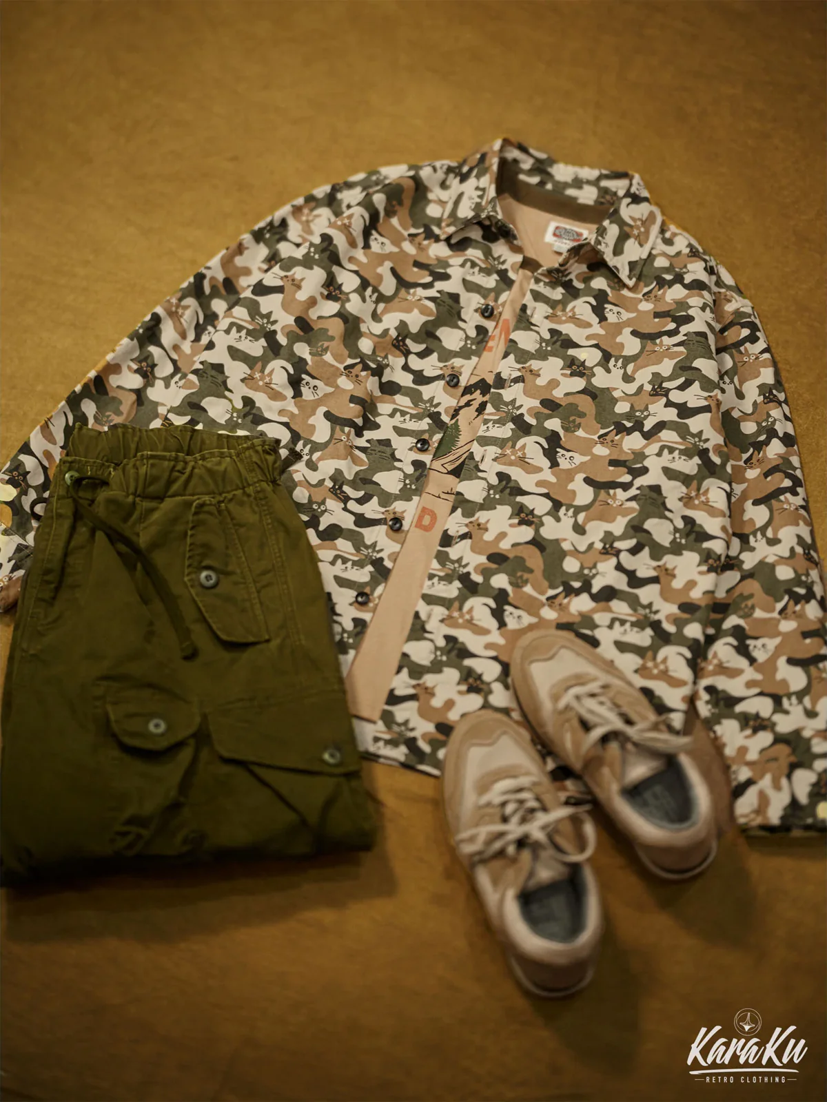 Cat Camouflage Pattern Cotton Work Shirt - Image 10