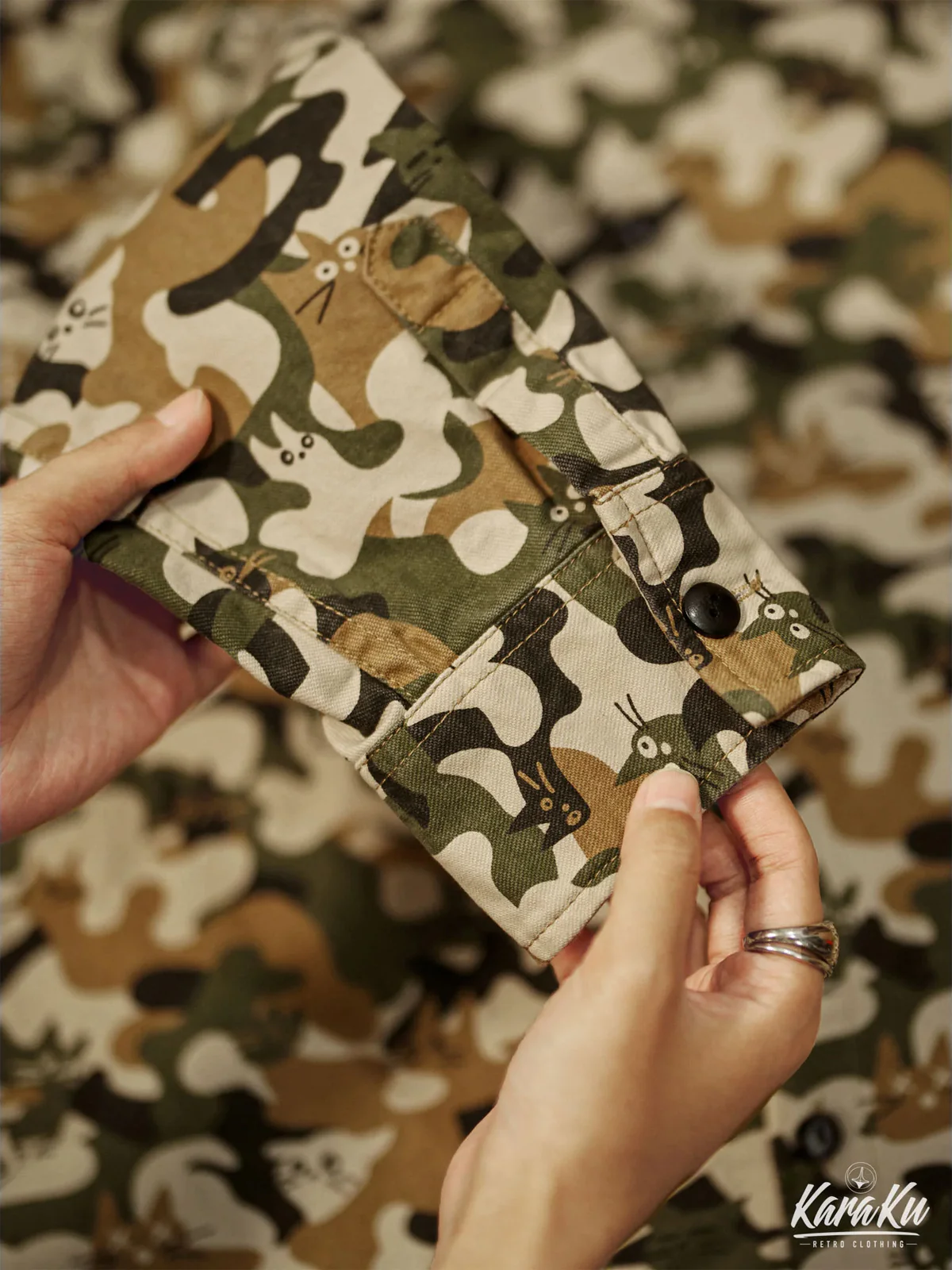 Cat Camouflage Pattern Cotton Work Shirt - Image 5