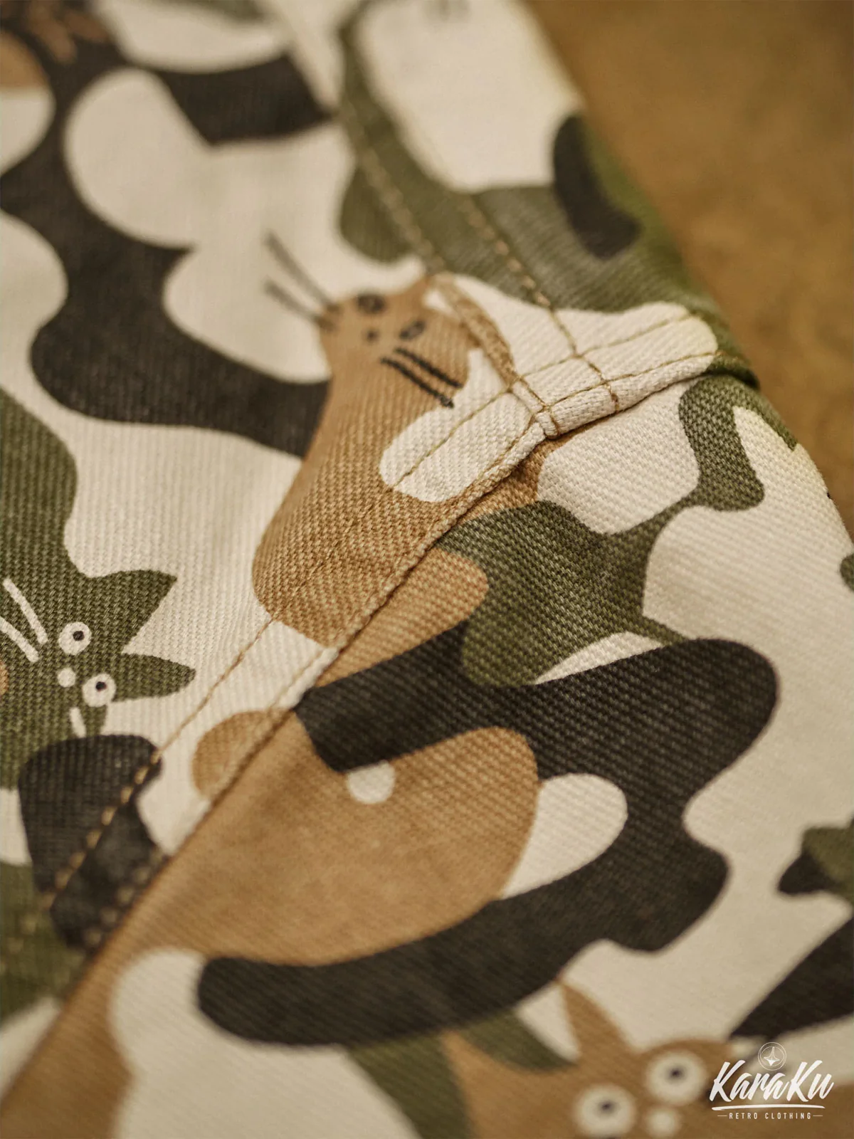 Cat Camouflage Pattern Cotton Work Shirt - Image 7