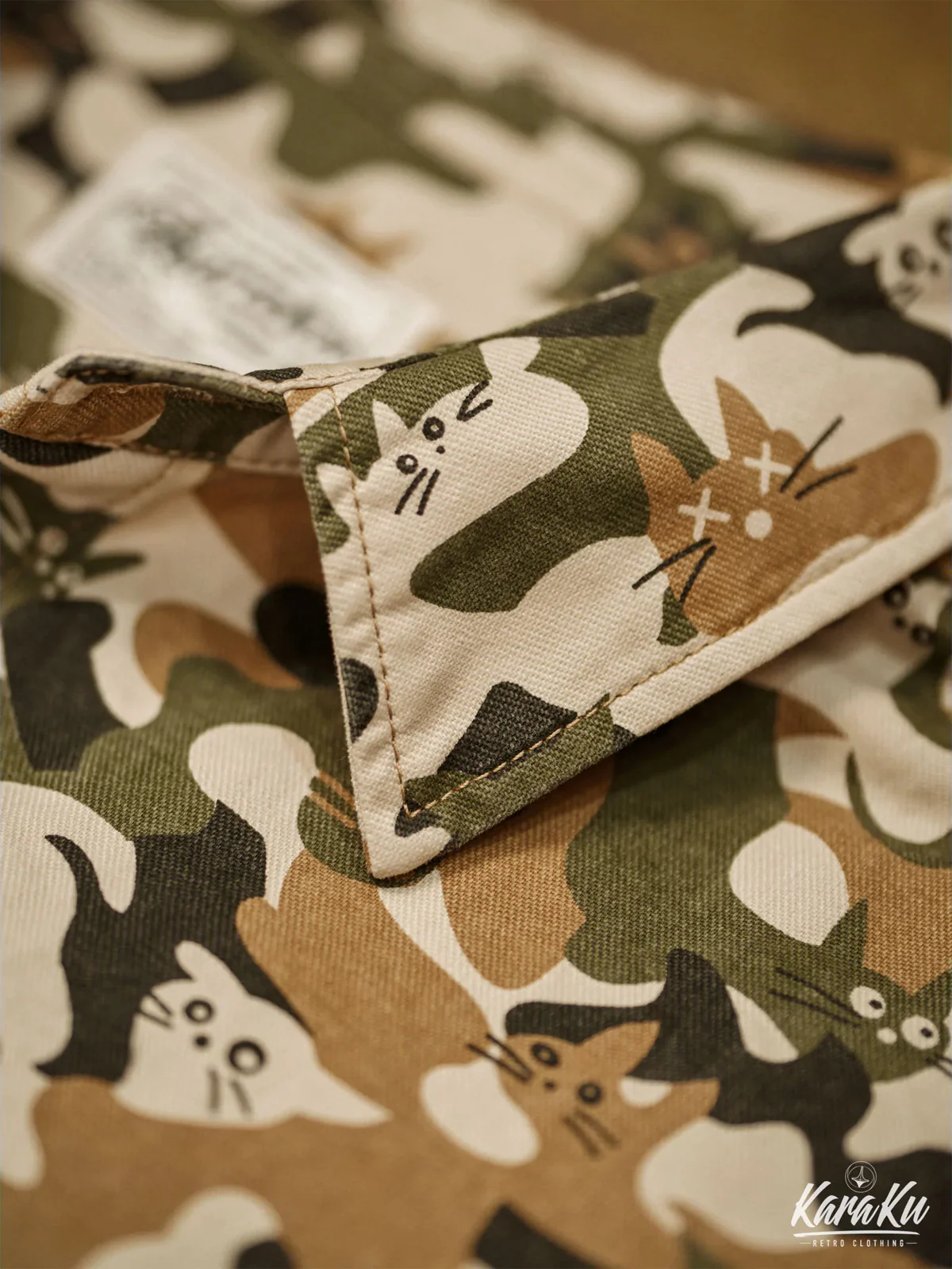 Cat Camouflage Pattern Cotton Work Shirt - Image 8
