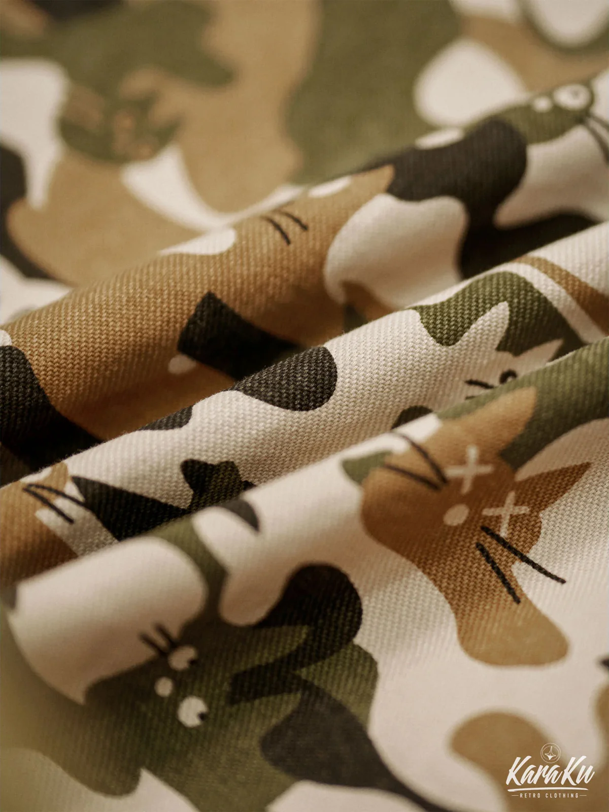 Cat Camouflage Pattern Cotton Work Shirt - Image 9