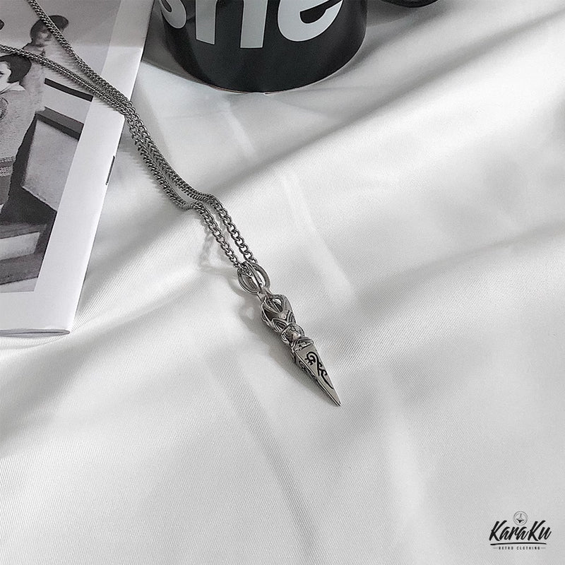Punk Retro Vajra Dorje Titanium Pendant Necklace - Image 3