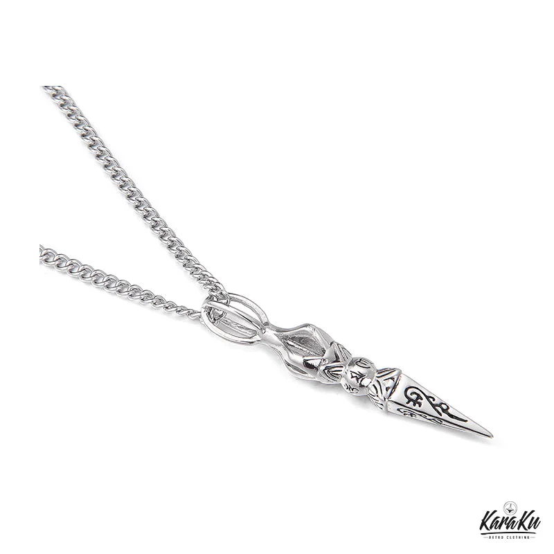 Punk Retro Vajra Dorje Titanium Pendant Necklace - Image 8