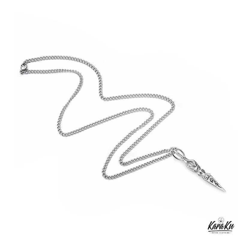 Punk Retro Vajra Dorje Titanium Pendant Necklace - Image 9