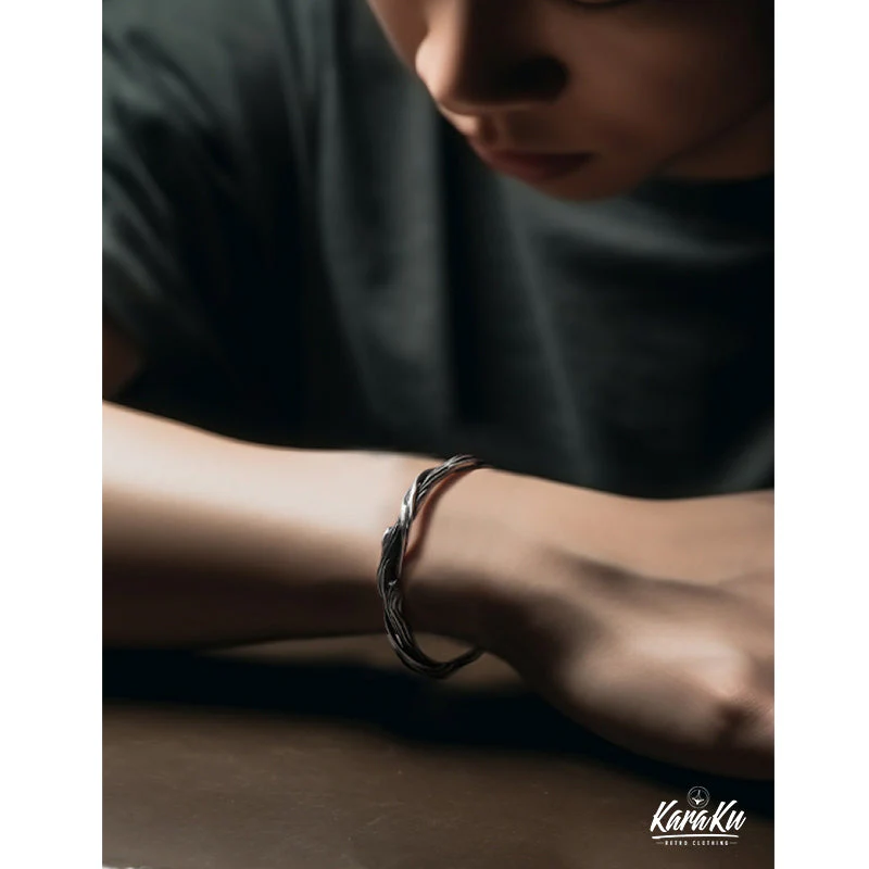 Dead Branches Shape Tibetan Silver Bracelet - Image 10