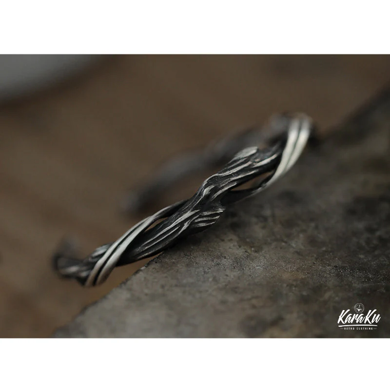Dead Branches Shape Tibetan Silver Bracelet - Image 6