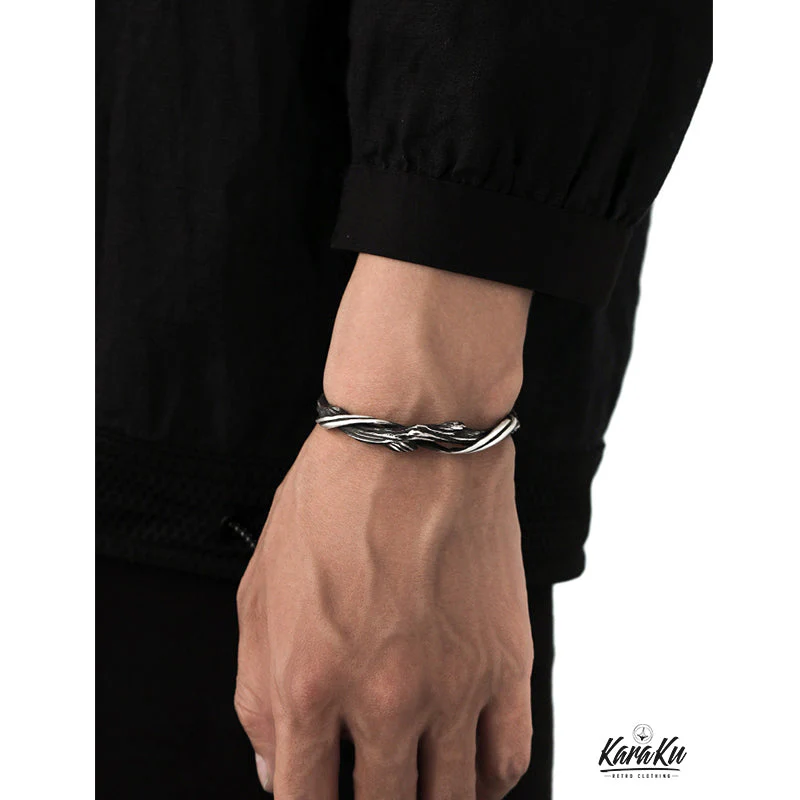 Dead Branches Shape Tibetan Silver Bracelet - Image 9