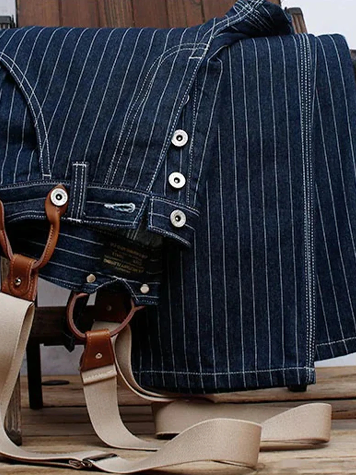 Classic Striped Wabash Suspenders Work Pants - Image 11