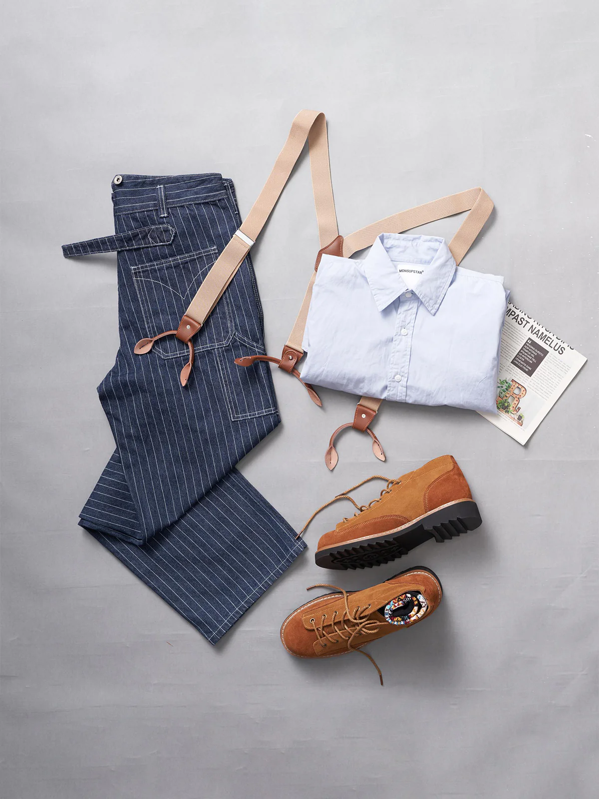 Classic Striped Wabash Suspenders Work Pants - Image 18