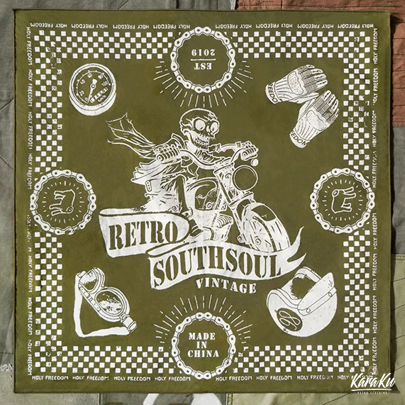 Biker Style Harley Print Cotton Scarf - Image 4