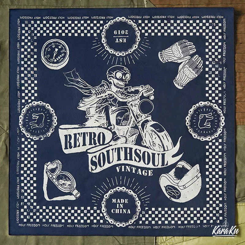 Biker Style Harley Print Cotton Scarf - Image 5