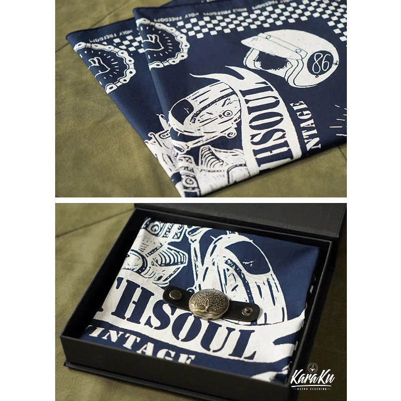 Biker Style Harley Print Cotton Scarf - Image 8