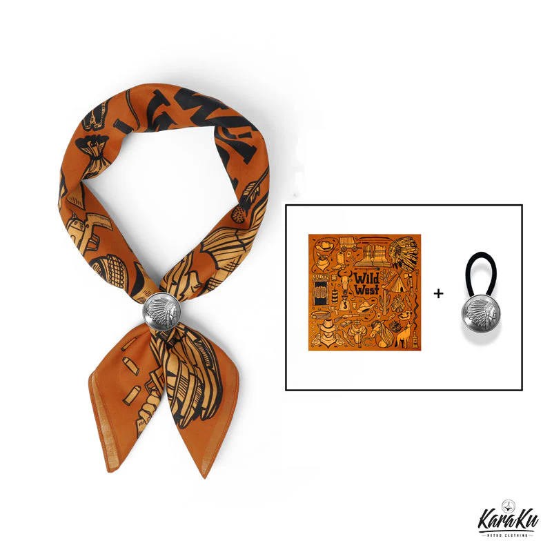 Wild West Retro Cotton Bandana with Clip - Image 4