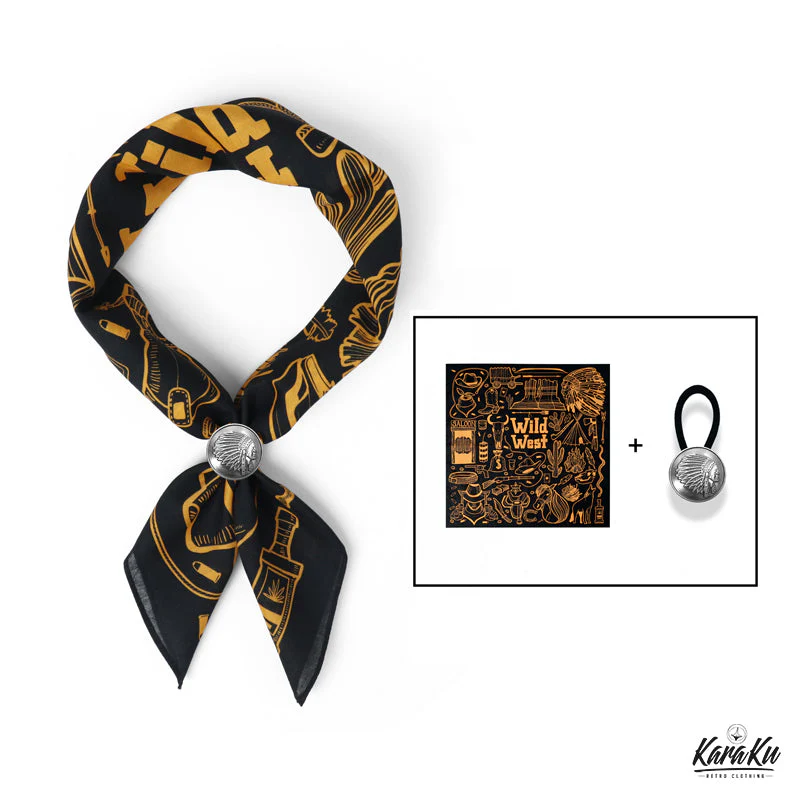 Wild West Retro Cotton Bandana with Clip - Image 5
