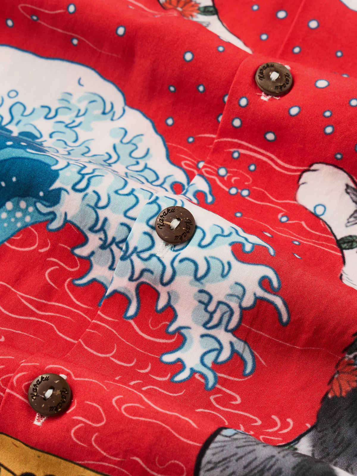 365CAT.ART Surfing Tattooed Cat Cotton Camp Shirt - Image 4