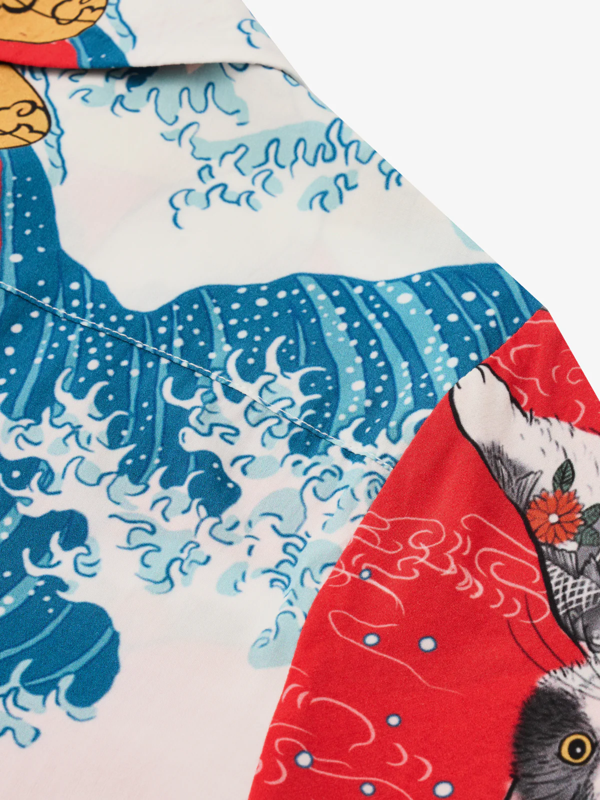 365CAT.ART Surfing Tattooed Cat Cotton Camp Shirt - Image 8