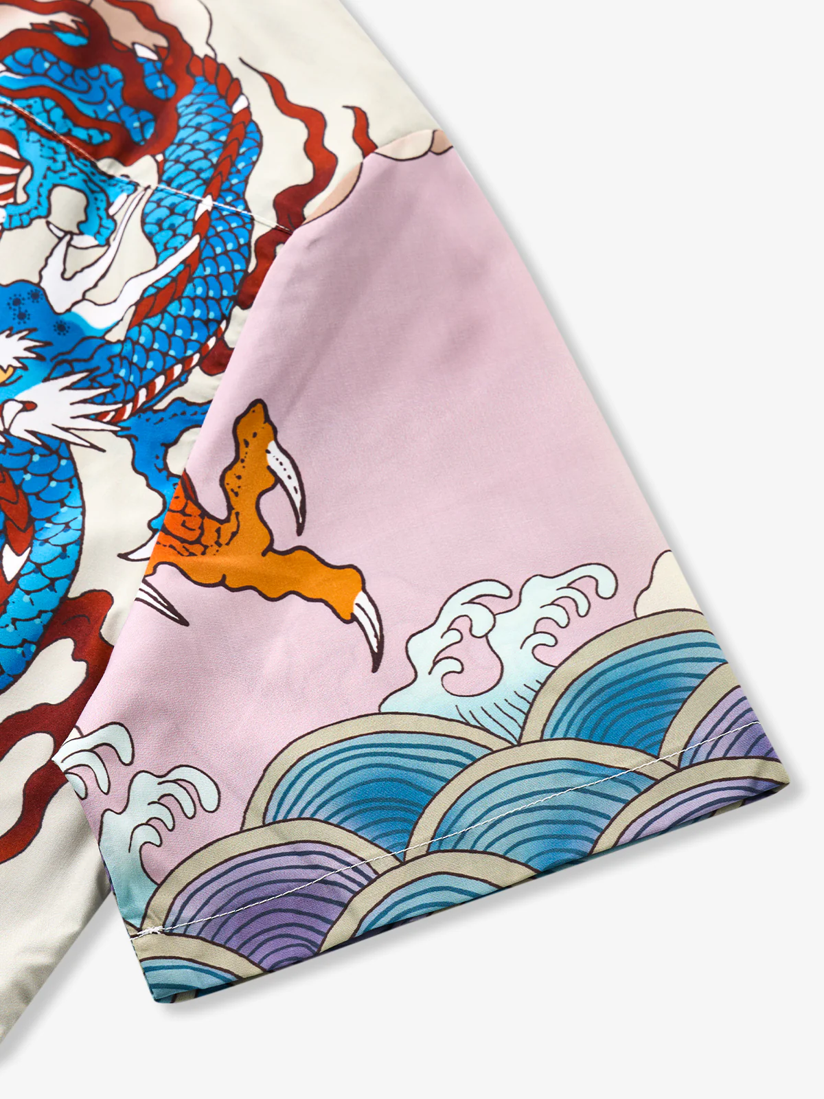 Two Dragons Playing With Pearls Cotton Camp Shirt - Image 4