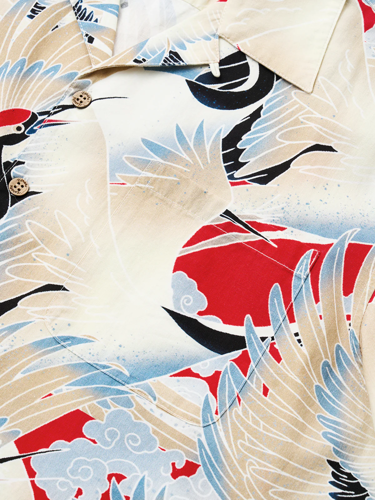 Rising Sun Flying Crane Cotton Camp Shirt - Image 6