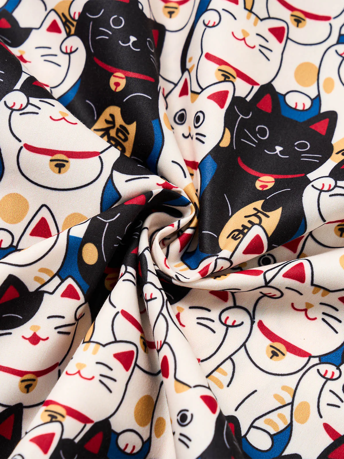 Edo Period Lucky Cat Cotton Camp Shirt - Image 4