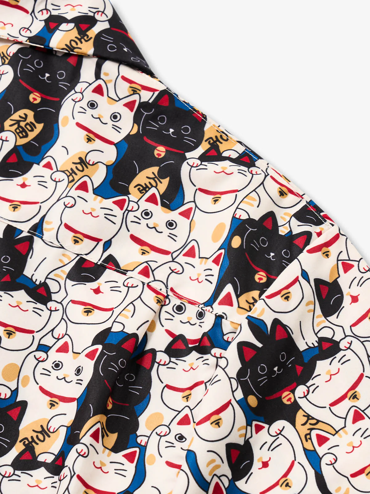 Edo Period Lucky Cat Cotton Camp Shirt - Image 5