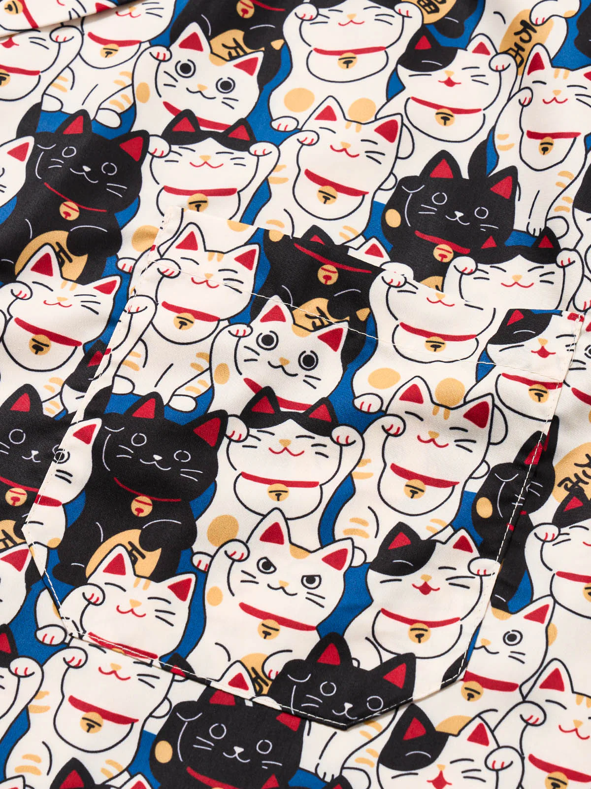 Edo Period Lucky Cat Cotton Camp Shirt - Image 6