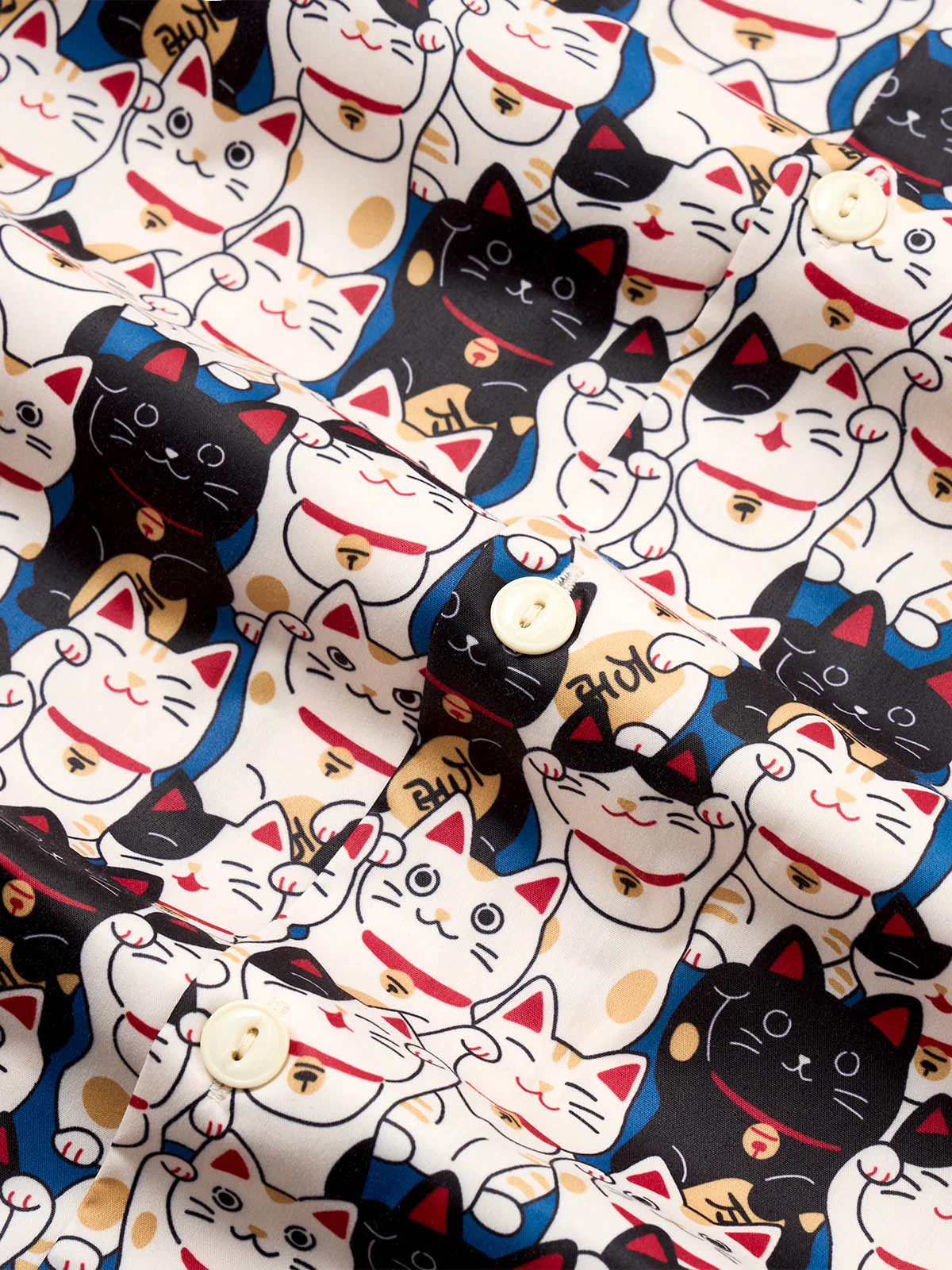 Edo Period Lucky Cat Cotton Camp Shirt - Image 7