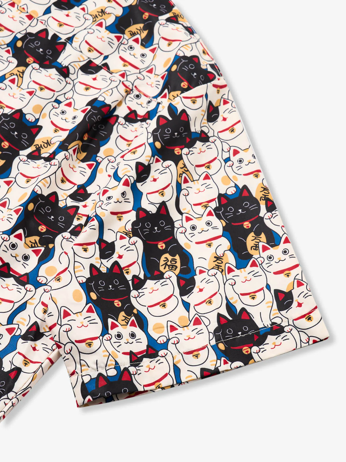 Edo Period Lucky Cat Cotton Camp Shirt - Image 8