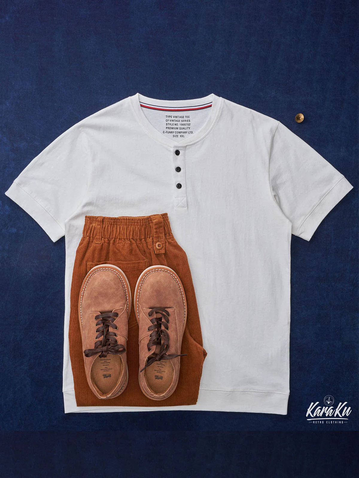 Durable 220g Cotton-Linen Heavyweight Henley Tee - Image 11