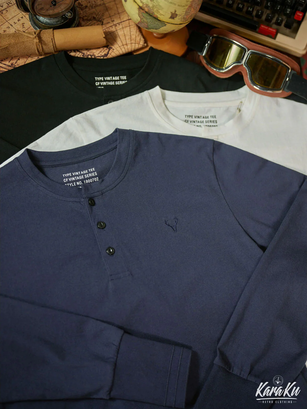 Mini Embroidery Cotton Henley Neck Tee - Image 5