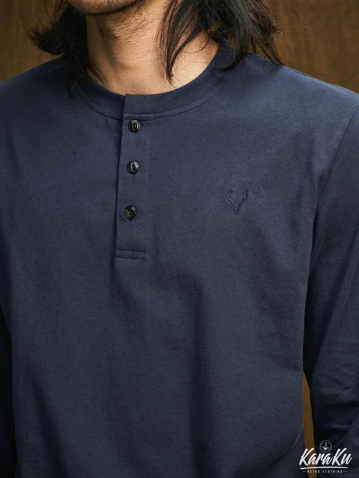 Mini Embroidery Cotton Henley Neck Tee - Image 7