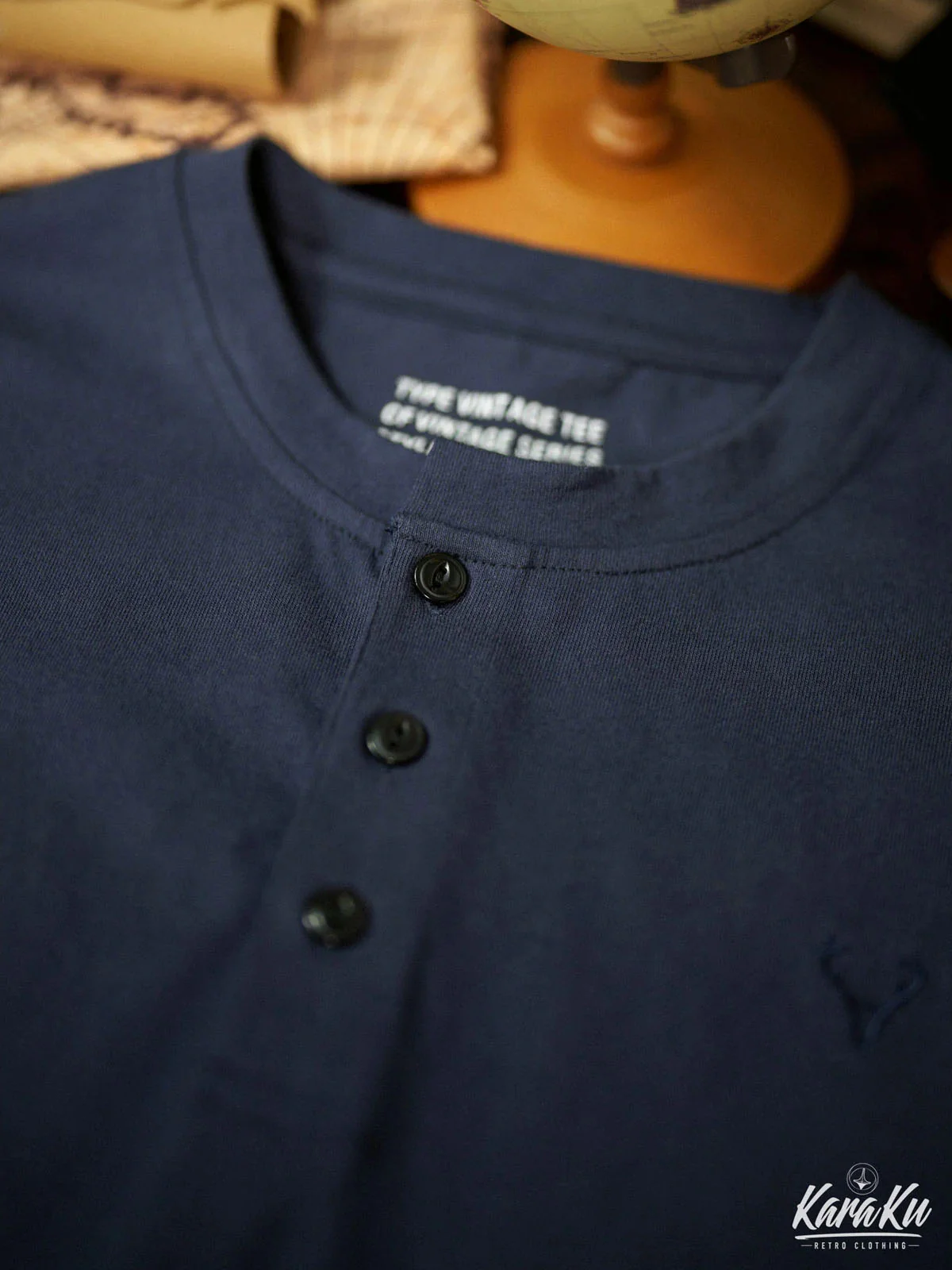 Mini Embroidery Cotton Henley Neck Tee - Image 9