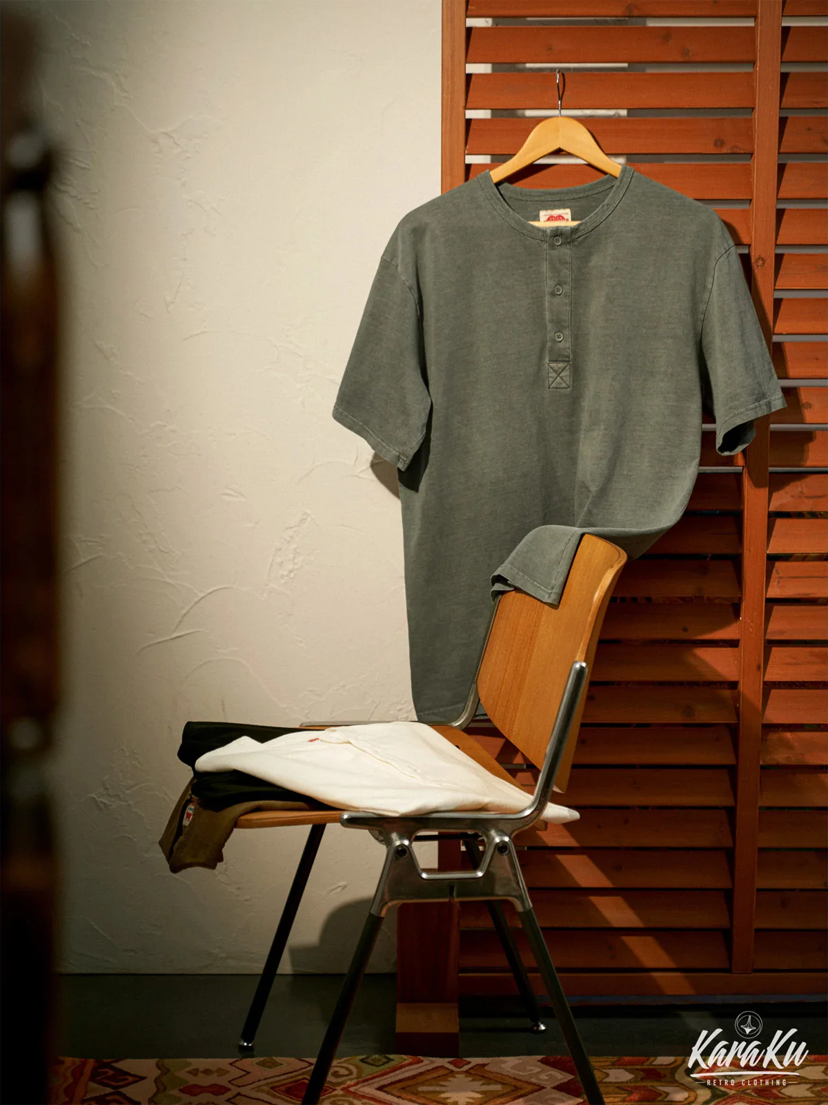 Washed Henley Short Sleeve Cotton T-shirt - Image 24