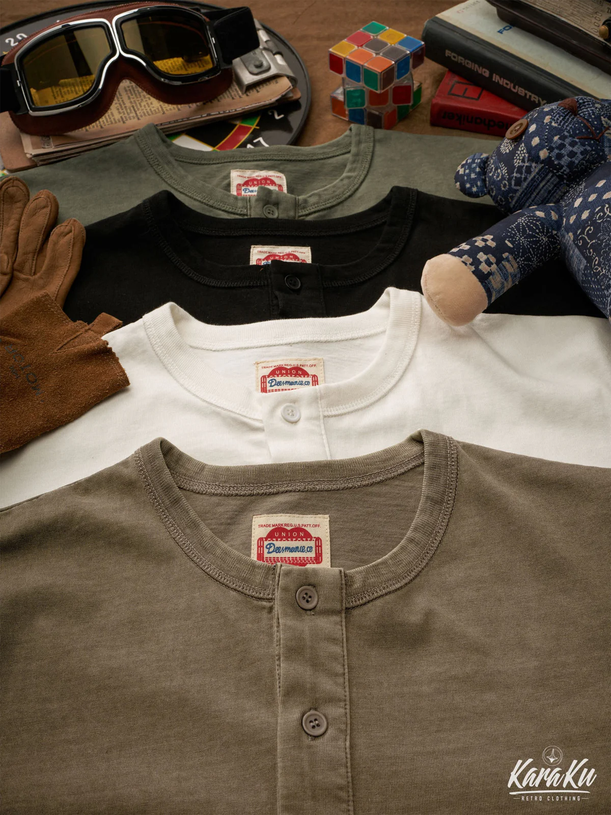 Washed Henley Short Sleeve Cotton T-shirt - Image 25