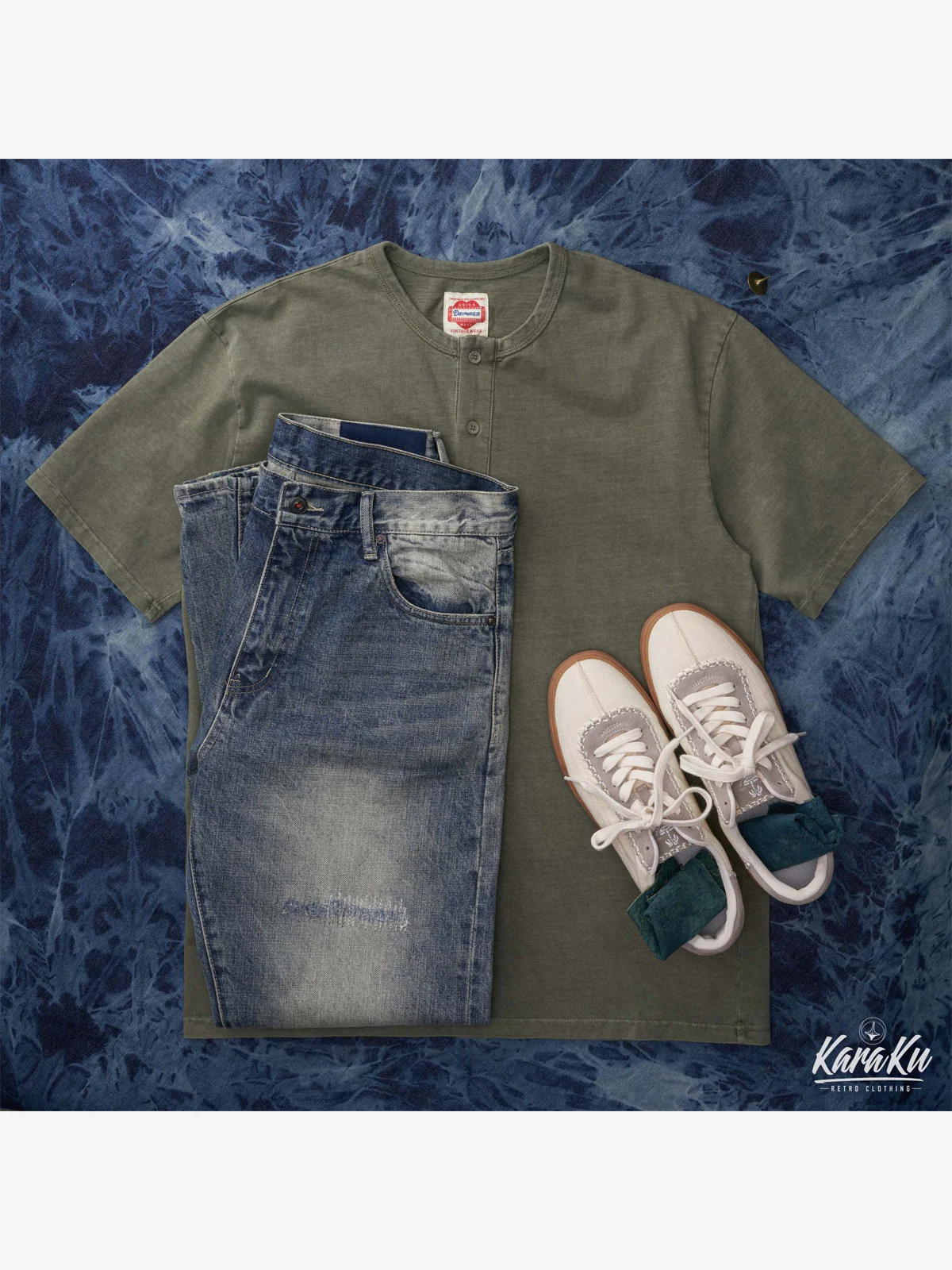 Washed Henley Short Sleeve Cotton T-shirt - Image 26