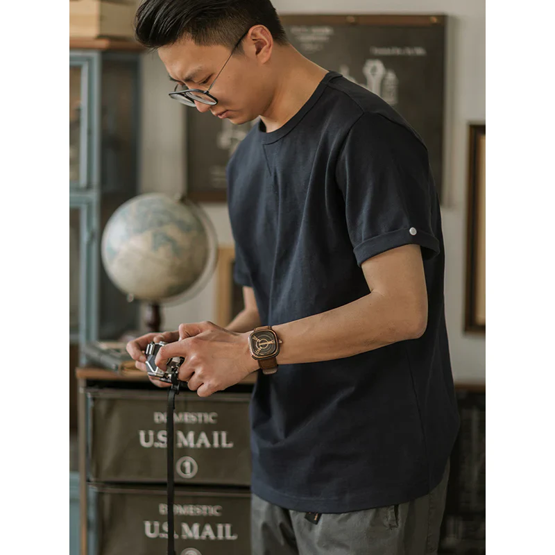 Crew-Neck Short Sleeve Cotton T-shirt - Image 15