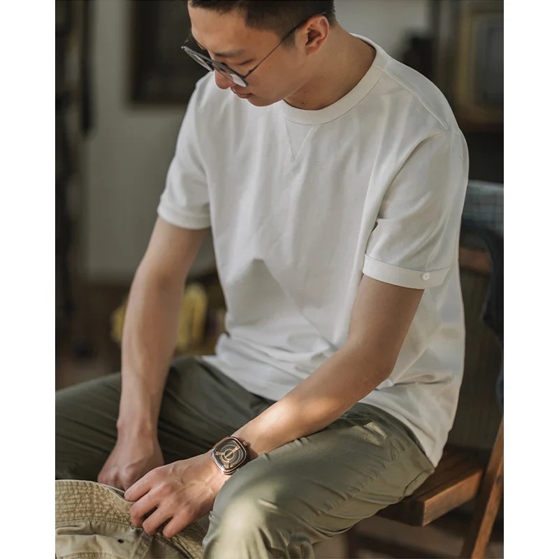 Crew-Neck Short Sleeve Cotton T-shirt - Image 17