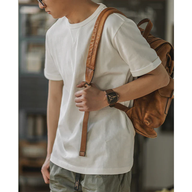 Crew-Neck Short Sleeve Cotton T-shirt - Image 18